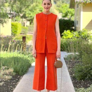 NWT Zara Textured Waistcoat Vest Burnt Orange XS